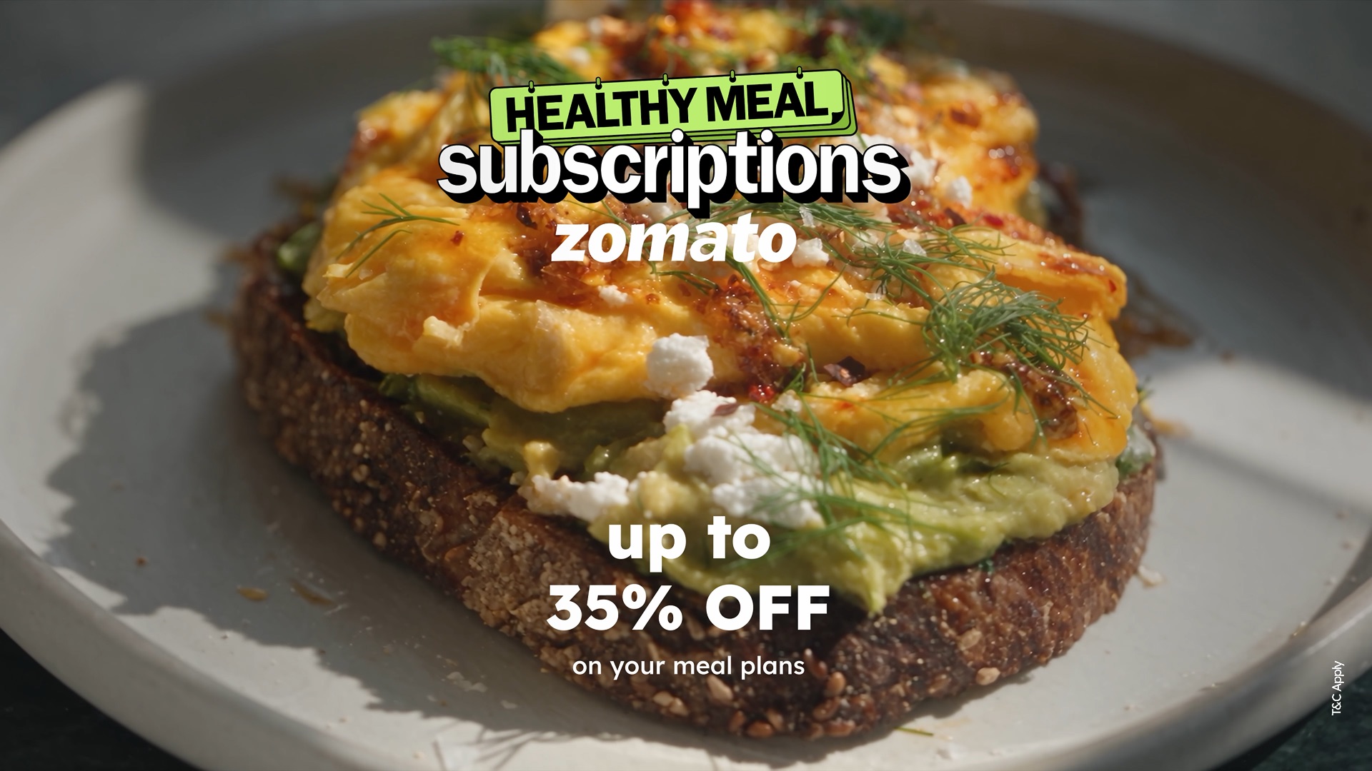 End card: Healthy meal subscriptions, Zomato, up to 35% off on your meal plans
