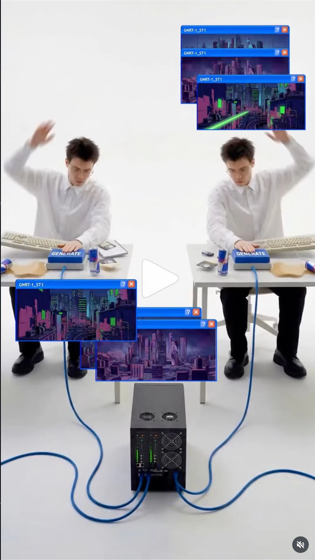 Reference: mirrored twins at matching desks