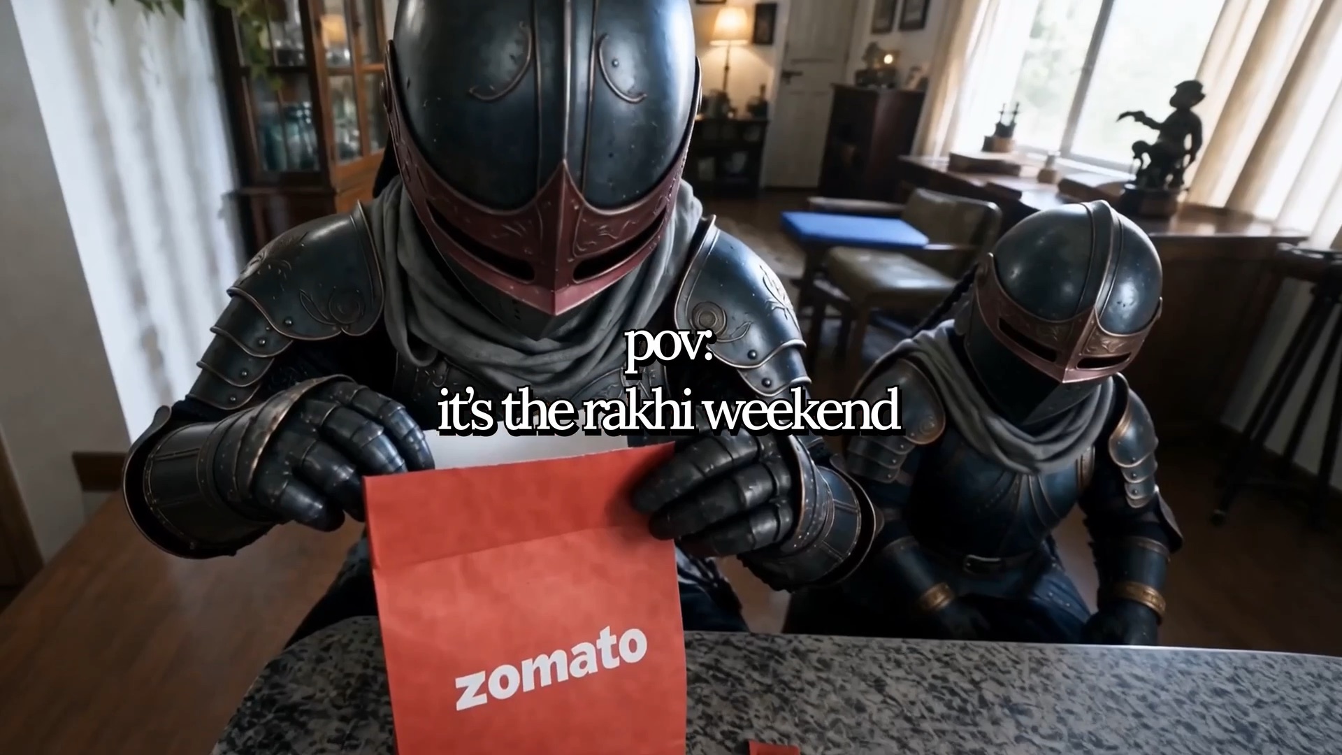 Episode B: opening the Zomato bag at the dining table