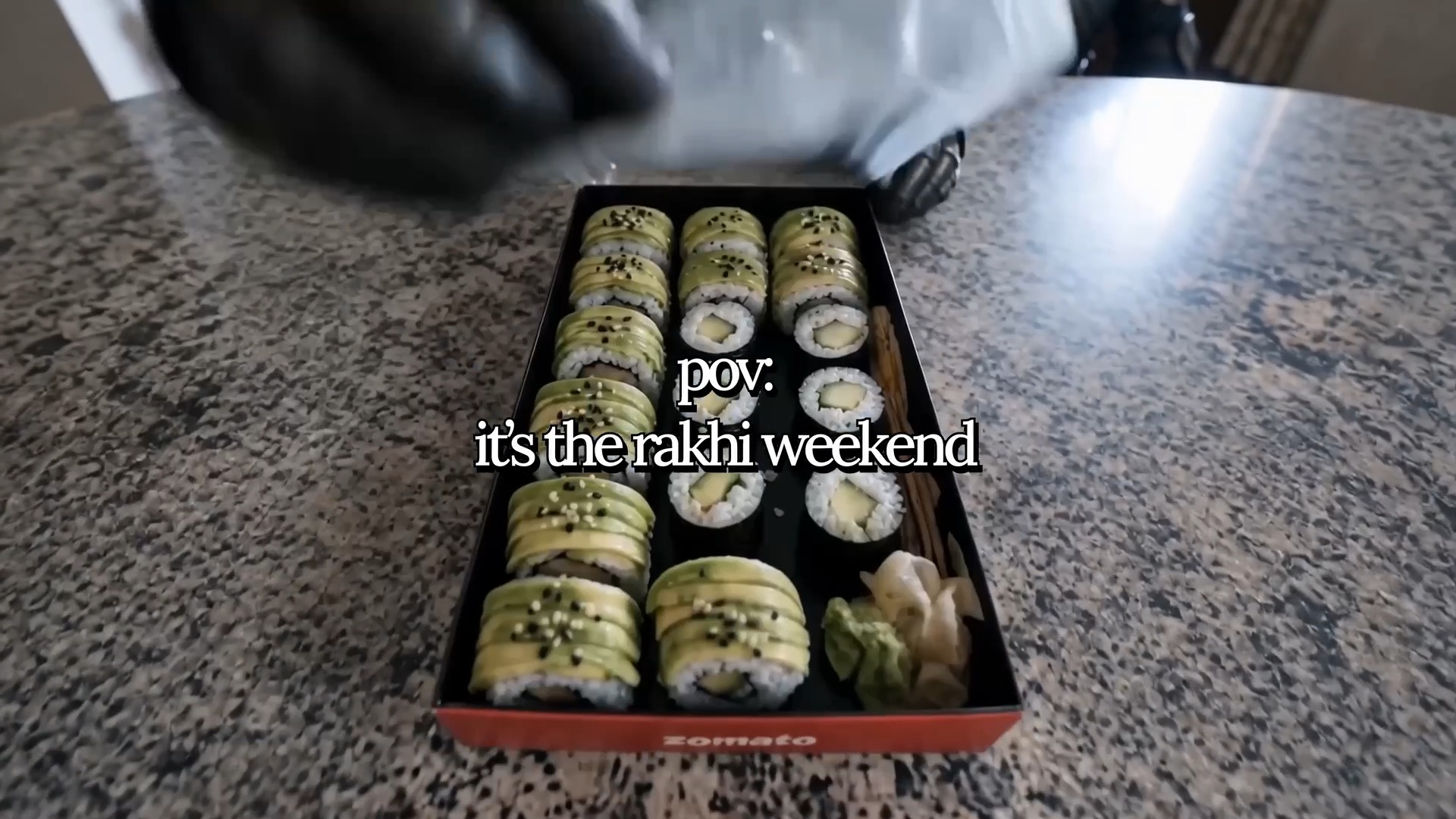 Episode B: the sushi tray comes out of the bag